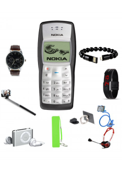 Top-Ten 10 In 1 Bundle Offer, Nokia 1100, Yazole Fashion Business Watch, Universal USB Bracelet Selfie Stick, MP3 Player, MobilePhone Holder, Mobile Phone Ring Holder, Power Bank, Headphone, LED Band Watch